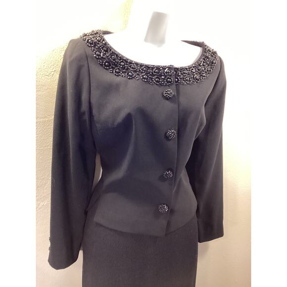 Anna Sui Vintage Black Beaded Formal Evening Princess Cocktail Jacket Y2K M 8 - Picture 4 of 13